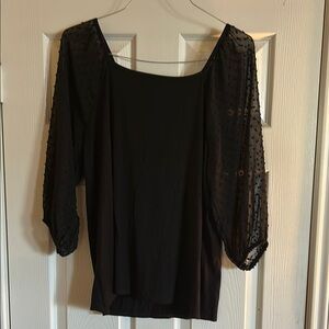Elegant Black Sheer Sleeve Top